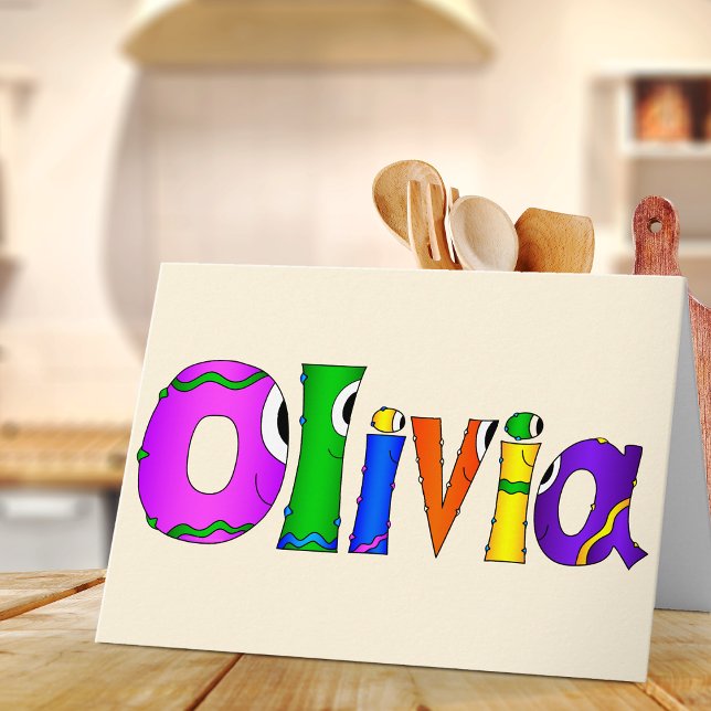 Cartão Nome do Personagem de desenho animado "Olivia" (Hey! Take a look at this most awesome cartoon name card "Olivia"!)