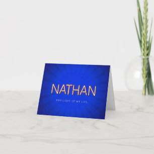 Cartão Nome Nathan em luzes néon brilhantes