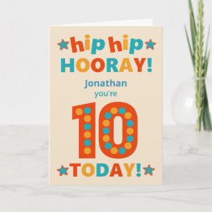Cartão Nome Personalizado 10º Aniversário do Hooray