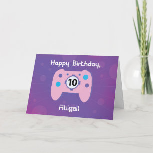 Cartão Nome Personalizado 10 Anos Antigo Controlador Aniv