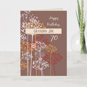 Cartão Nome personalizado Avô 70 Birthday Brown