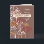 Cartão Nome personalizado Avô 98º aniversário Brown<br><div class="desc">Seja para o vovô Johnny ou o vovô Ben,  este cartão será perfeito. Porquê? Porque isto tem uma frente personalizável onde você pode personalizar este cartão para qualquer nome ou apelido de avô. O dentro partilha com ele um desejo de benção enquanto celebra seu 98º aniversário.</div>