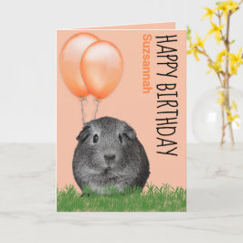 Cartão Nome Personalizado Birthday Guiné Porco Laranja Ba