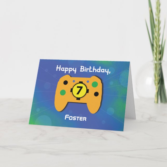 Cartão Nome Personalizado: Controlador Aniversário Gamer  (Frente)