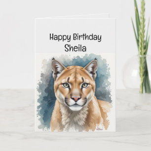 Cartão Nome Personalizado Cougar Birthday Engraçado
