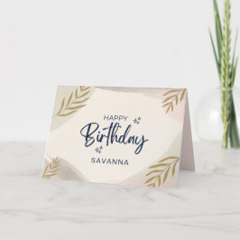 Cartão Nome Personalizado de Aniversário Feliz de Na moda