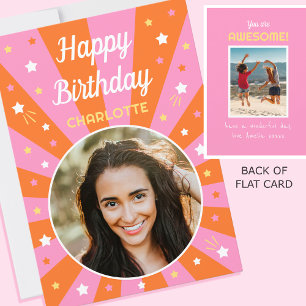 Cartão Nome Personalizado de Aniversário Retroativo 2 Cor