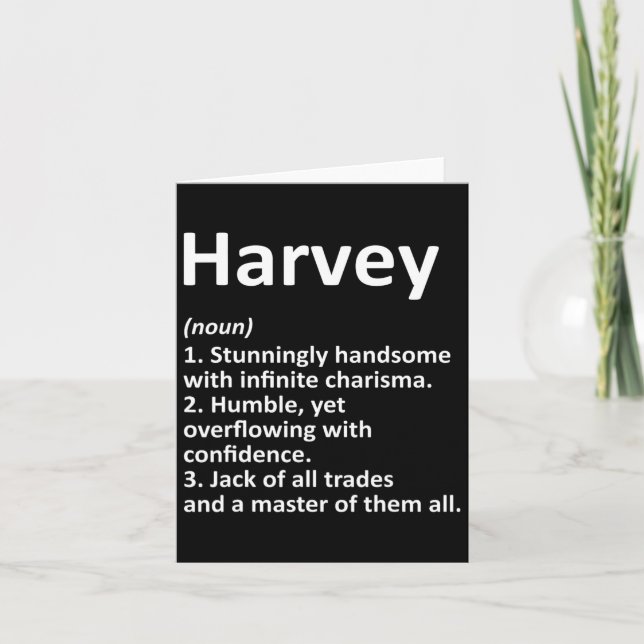 Cartão Nome Personalizado de Definição Harvey Funny Birth (Frente)