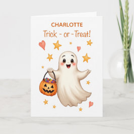 Cartão Nome Personalizado de Halloween Garota Encantadora