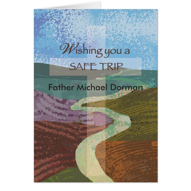 Cartão Nome Personalizado Desejo Viagem Segura, Bispo, Cr (Frente)