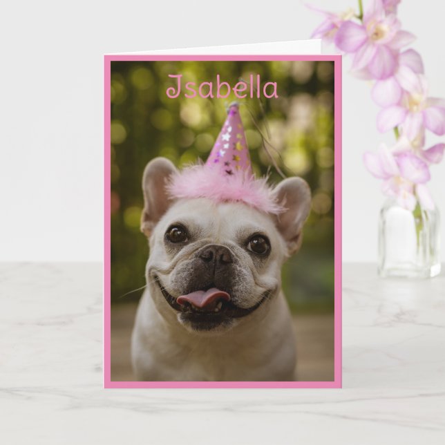 Cartão Nome Personalizado do Cachorro de festa de anivers (Orquídea)
