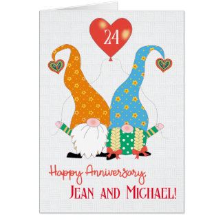 Cartão Nome Personalizado e Aniversário de Ano com Gnomos