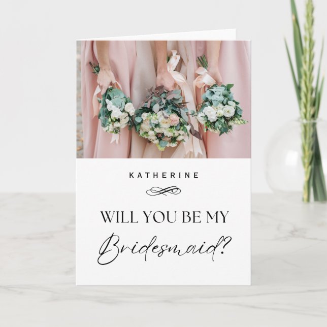 Cartão Nome personalizado e proposta de Bridesmaid de fot (Frente)