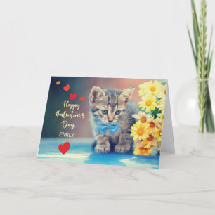 Cartão Nome Personalizado Emily Love Namorados Kitten, Da