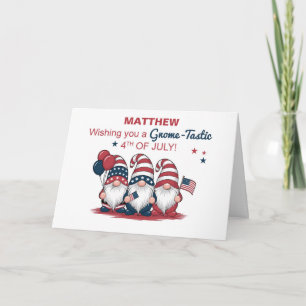 Cartão Nome Personalizado Gnomos Cute Quarto de julho