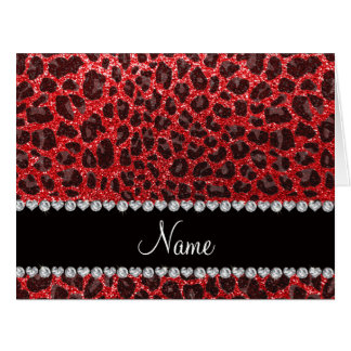 Cartão Nome personalizado manchas-leopardo vermelhas
