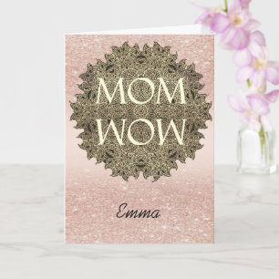 Cartão Nome personalizado MOM WOW Mandala Saudação estéti