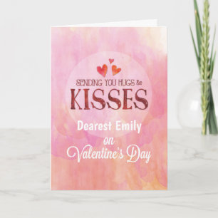 Cartão Nome Personalizado, Namorados Enviando Hugs e Kiss