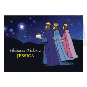 Cartão Nome personalizado Natal Deseja Três Reis à Noite