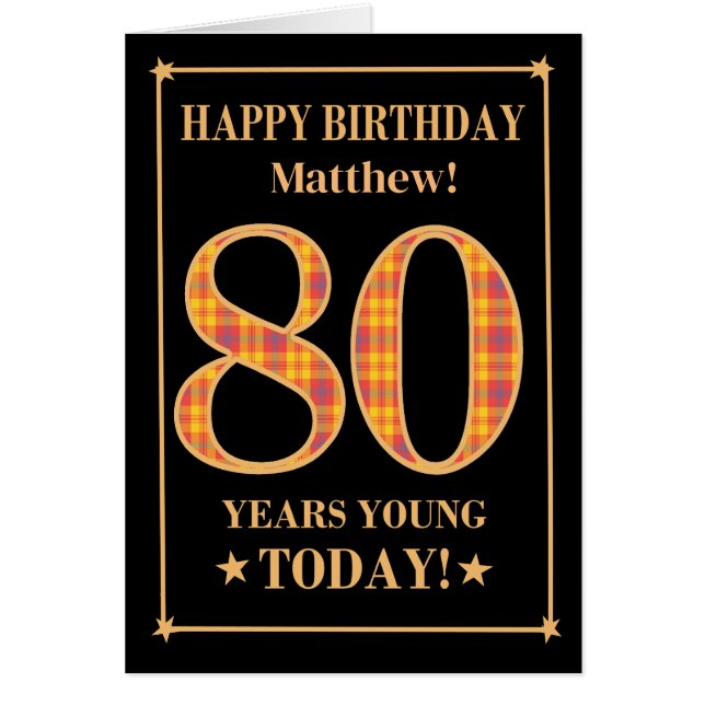 Cartão Nome Personalizado ou Placa Tartan de Aniversário  (Frente)