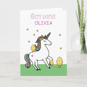 Cartão Nome Personalizado Páscoa Unicorn Deseja com Pint