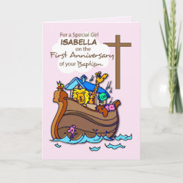 Cartão Nome Personalizado Primeiro Aniversário do Batismo