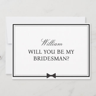 Cartão Nome Personalizado Proposta Bowtie Bridesman