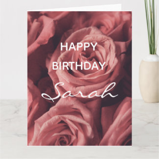 Cartão Nome Personalizado Rosa Feliz Aniversário Mulheres