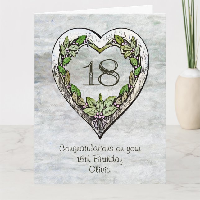 Cartão Nome personalizado Rustic 18th Birthday (Frente)