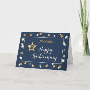 Cartão Nome Personalizado Segundo Aniversário de Trabalho