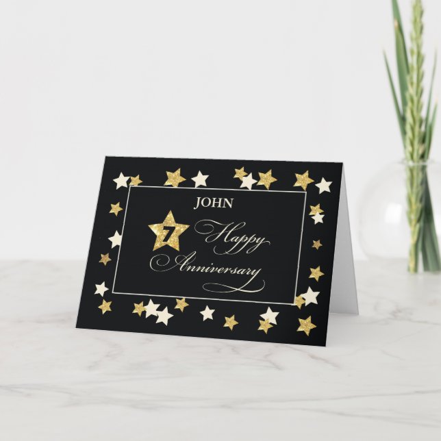 Cartão Nome Personalizado Sétimo Aniversário do Funcionár (Frente)