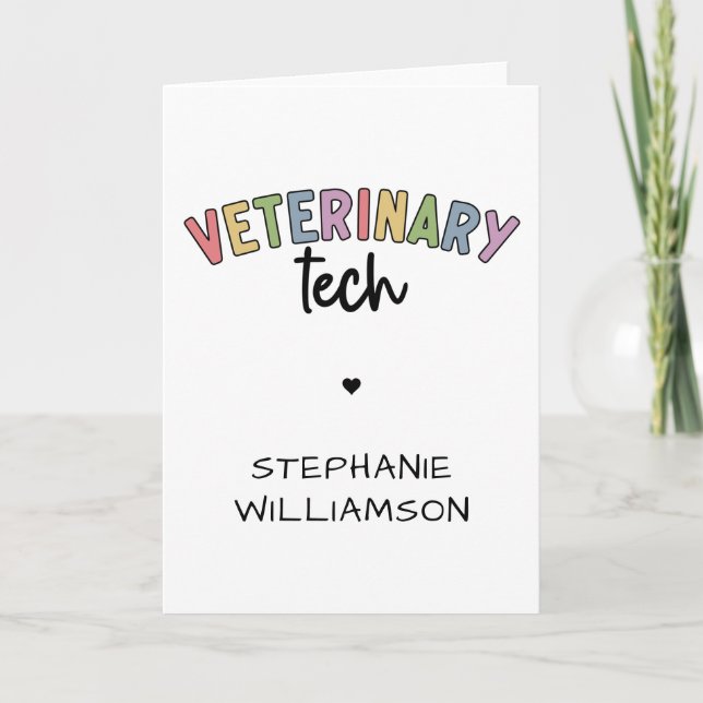 Cartão Nome Personalizado técnico veterinário | Vet Techn (Frente)