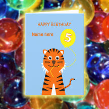 Nome personalizado tigre de aniversário de 5 pálid