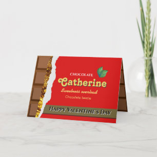 Cartão Nome realista de Valentim engraçado amante de choc