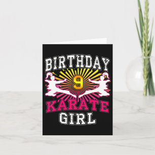 Cartão Nona Rapariga de Aniversário - Karate, 9 Anos