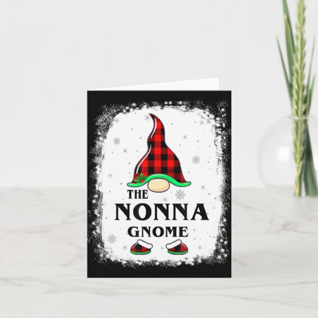 Cartão Nonna Gnome Buffalo Plaid Matching Family Xmas Paj (Frente)