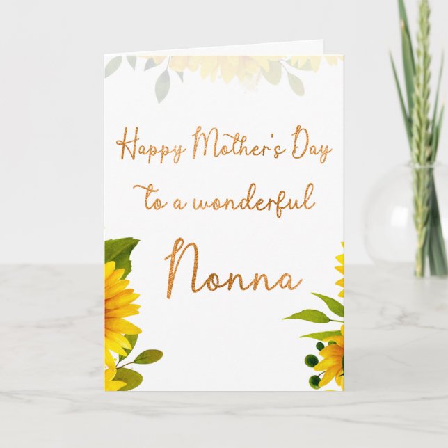 Cartão Nonna Mother's Day Sunflower Watercolor (Frente)