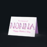 Cartão Nonna watercolor Orchid custom Mothers day<br><div class="desc">Pretty Nonna text watercolor art card, the words Nonna painted in purple and twisted with sweet pink orchid flowers. This whimsical card can be customized with your own message and choice of greeting inside, this design is also available on other products. Currently reads outside, To a very special NONNA Happy...</div>