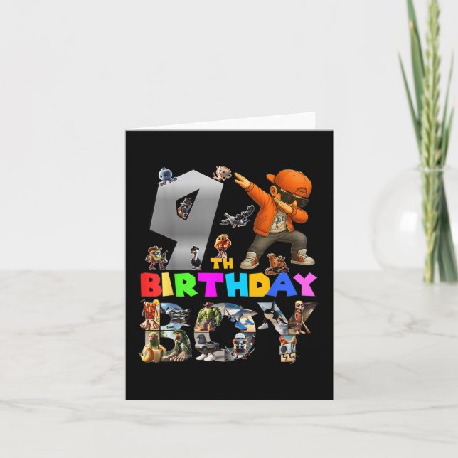 Cartão Nono Aniversário - Brainrot Italiano Para Crianças (Frente)