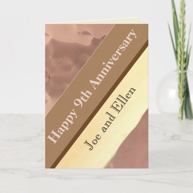 Cartão Nono aniversário de Casamento, Willow e Cobre (Frente)