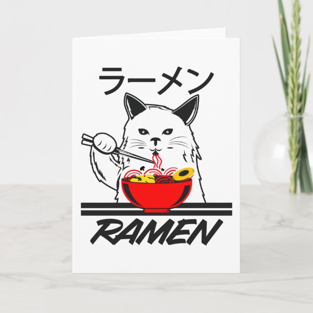 Cartão Noodles Anime Manga Funny Cute Japan Otaku Cat (Frente)