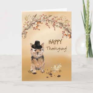 Cartão Norfolk Terrier Funny Pilgrim Hat Ação de Graças