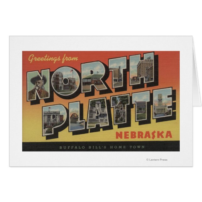 Cartão North Platte, Nebraska - Large Letter Scenes (Frente Horizontal)