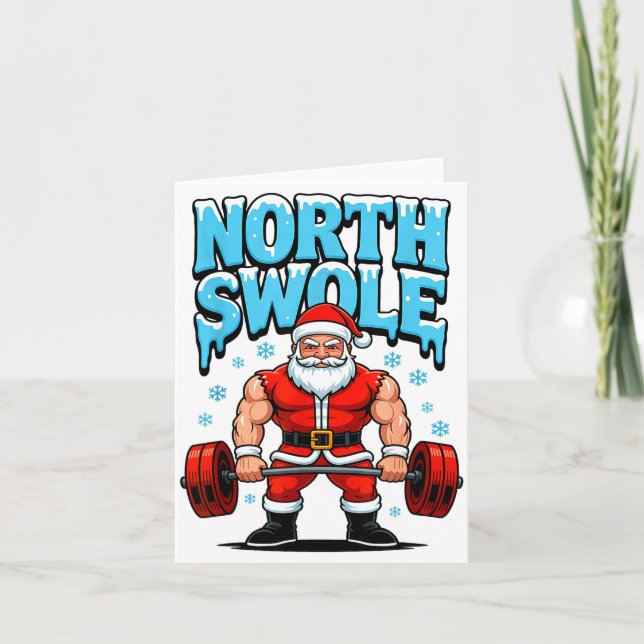 Cartão North Swole Santa Funny Christmas Gym Workout Lift (Frente)