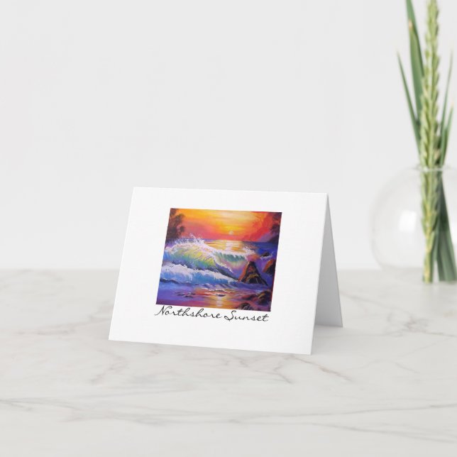 Cartão Northshore Oahu Sunset Original Painting (Frente)