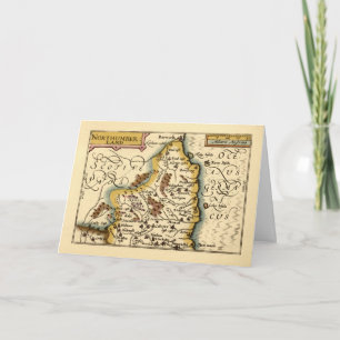 Cartão Northumberland County England Antigo Mapa Antiquár