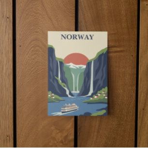Cartão Noruega Escandinávia Europa Fiorde Minimalista Via