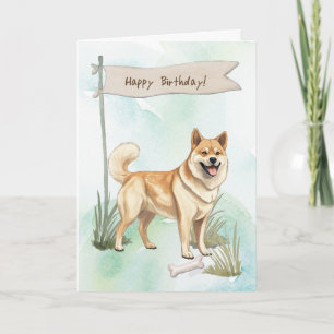 Cartão Norueguês, Buhund Dog Raça Sob Sinal De Aniversári