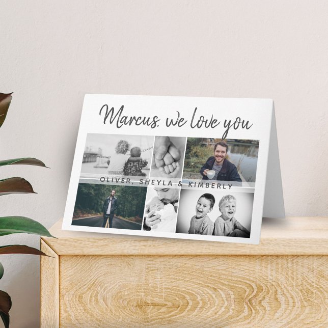 Cartão Nós amamos você Modern Script 6 Photo Collage (Criador carregado)