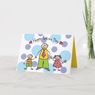 Cartão Nós Amamos Você Papai Família de Desenho Animado F